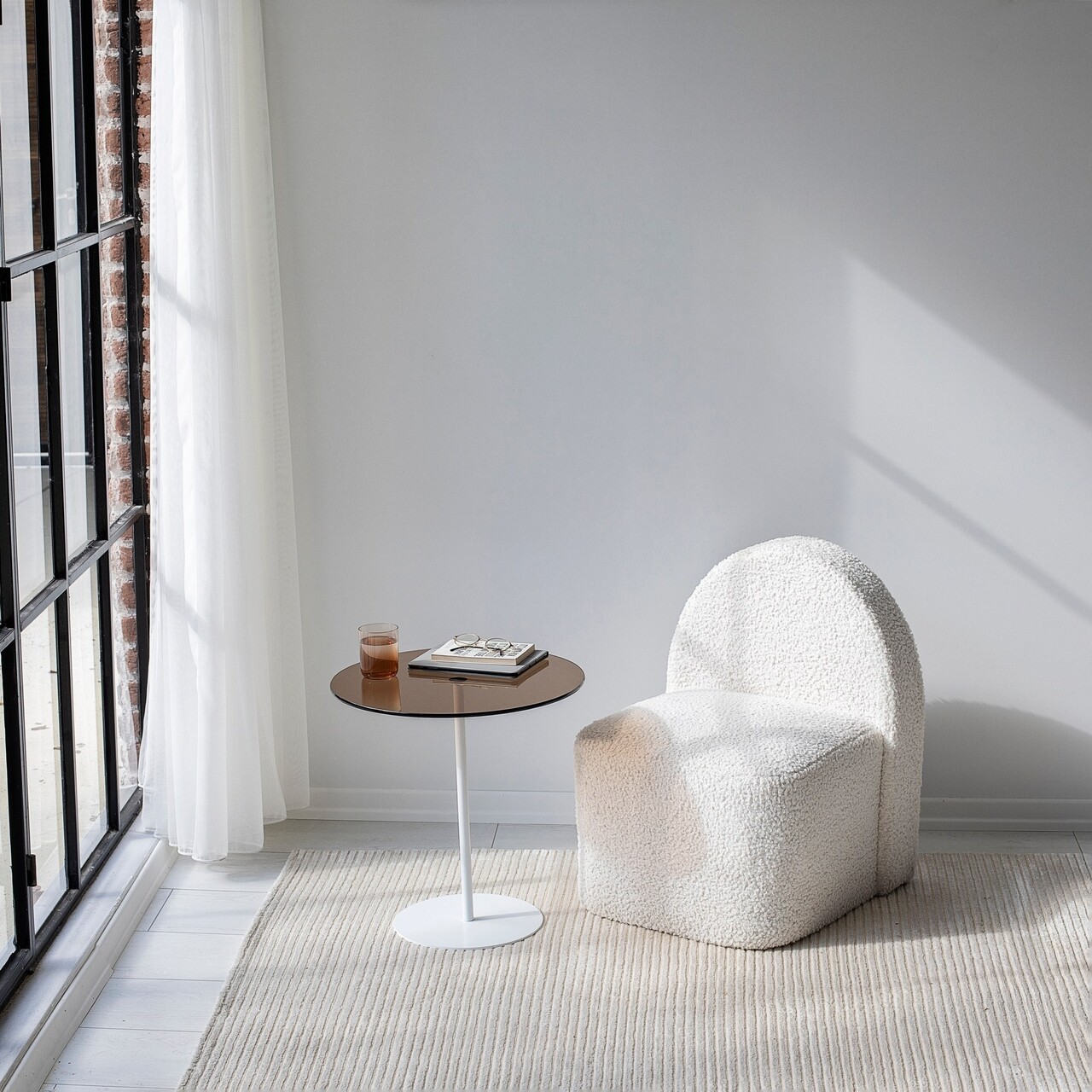 Masa de colt, Neostill, Chill-Out, 50 x 50 x 50 cm, sticla temperata/metal, alb/bronz - imagine 7